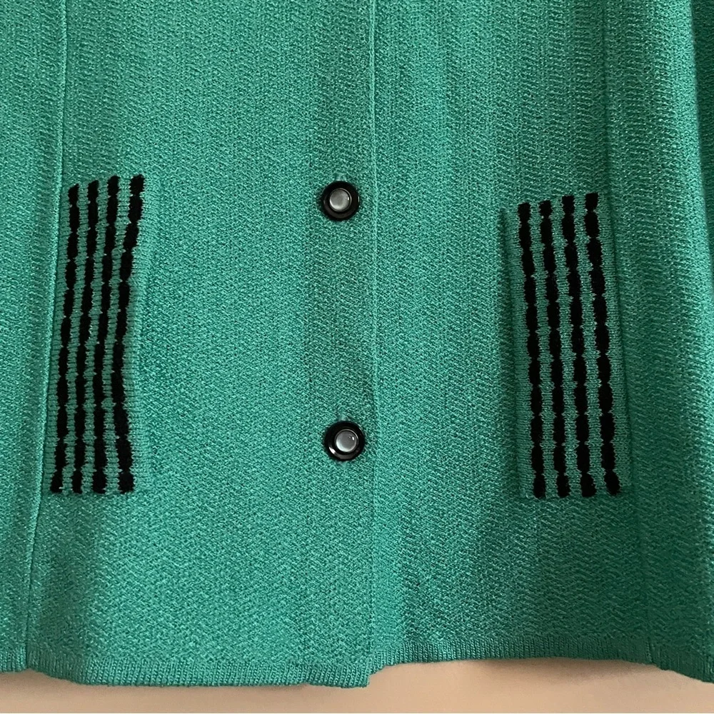 Vintage San Remo Green Cardigan Sweater Jacket Medium Rockabilly Retro